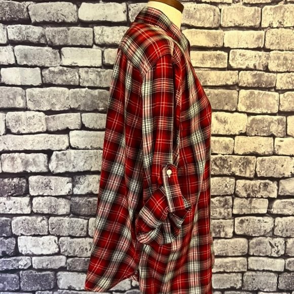 Ralph Lauren Red, White & Black Plaid Long Sleeve Blouse Size 2X - Picture 8 of 10